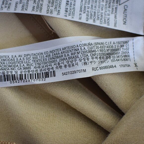 Zara Tan Faux Leather High Waisted Split Hem Leggings Pants Size M - Picture 12 of 13